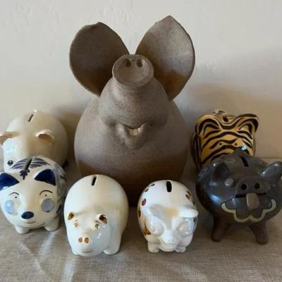 Cutest Piggy Bank Collection Ever, (7 Total W/ 1 Signed By Artist) 
