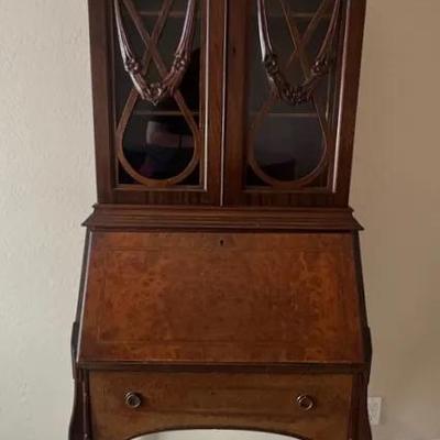 Antique Secretary Desk With Bookshelf On Top
