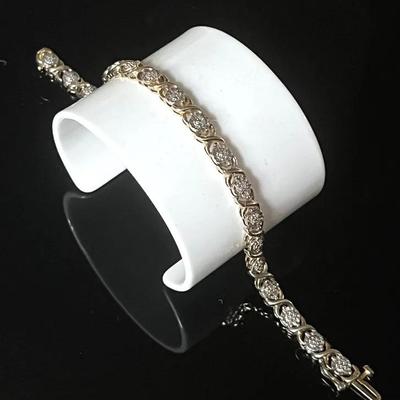 Gold Plate over Sterling Silver .925 51 Moissanite Tennis Bracelet 