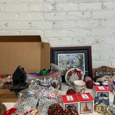 Crate+Barrel Stocking Holder, Christmas Print And Other Assorted Christmas Decorations 