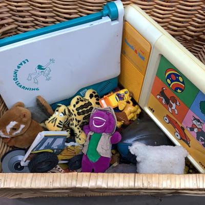Wicker Basket With Miscellaneous Toys