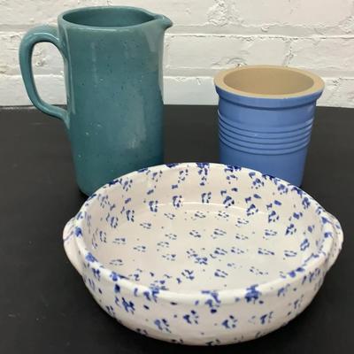Bybee Pottery Bowl, Pitcher And Pampered Chef Crock 