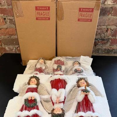 2 Sets Red & White Resin Christmas Angels By Valerie Parr Hill (QVC)