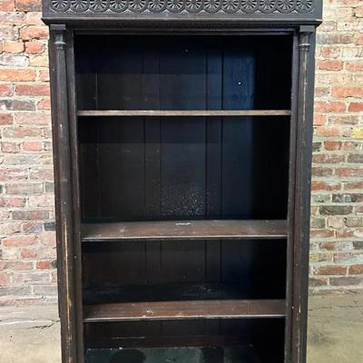 Victorian Carved Oak Built-In Bookshelf, Late 19th Century