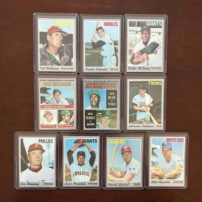 Vintage 1970s Baseball Cards. Ted Williams, Reggie Jackson, Brooks Robinson, and More