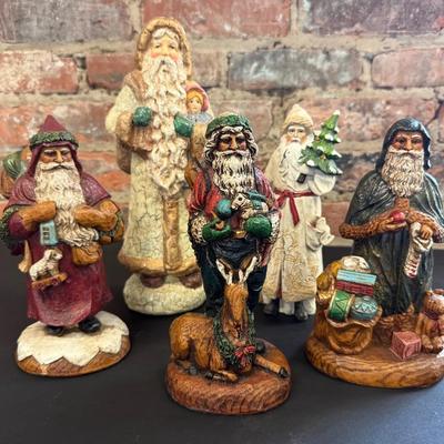 Old World Resin ‘Carved Wood Look’ Santa Figurines (5)