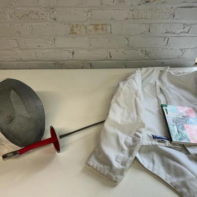 Santelli Fencing Mask And Doublet, Lames French Foil, Book And Bag