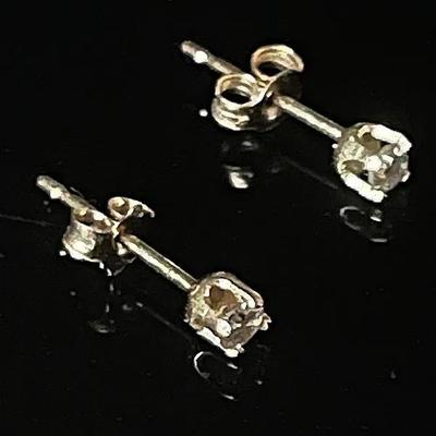 14K Yellow Gold Diamond Stud Earrings