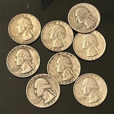 Washington Silver Quarters (8)