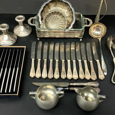 Vintage Silverplated Cutlery And Serveware With Chicago Cutlery Stainless Steak Knives