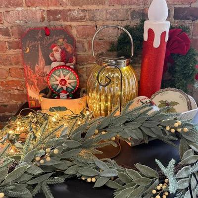 Christmas Decor With Lights, Greenery, Lantern & More