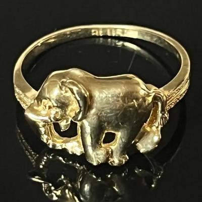 14K Yellow Gold Elephant Ring