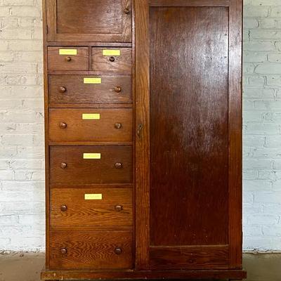 Empire Revival Oak Chifforobe, Late 19th Century 