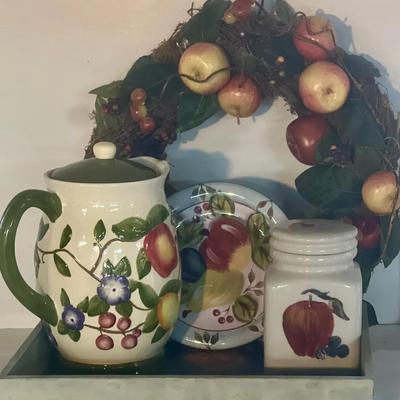 Nonnis Vintage Pitcher,Casa Blanca Canister and misc other Fruit Themed 