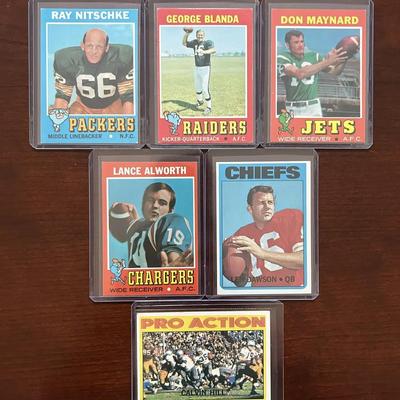 1971 & 1972 Topps Football Cards. Ray Nitschke, Lance Alworth and Len Dawson
