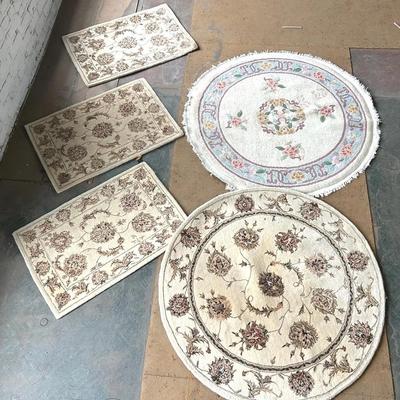 4’ Hand Knotted Chinese Rug With 4-Piece Matching Hand Tufted Rug Set  