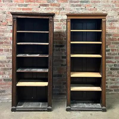 Pair of Salvaged Victorian Built-In Bookcases, Late 19th Century