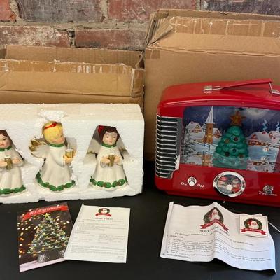 Mr. Christmas Nostalgic Radio & Ceramic Angels Trio, Both Boxed