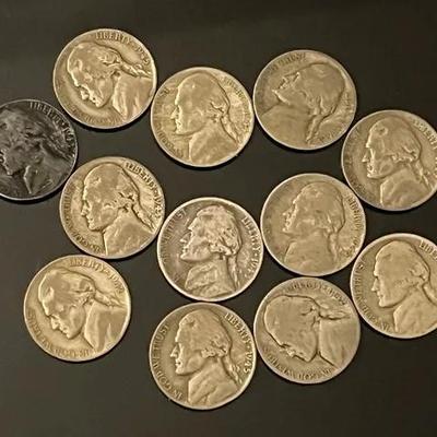 WWII Silver (35%) Nickels (12)