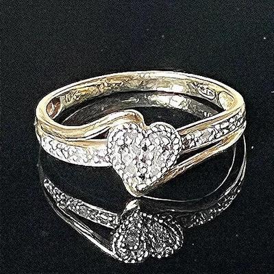 10K Two Tone Gold 10 Diamond Heart Ring