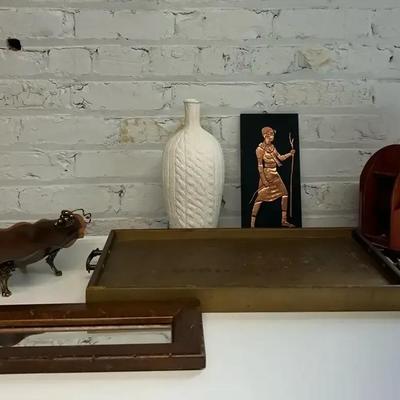 Crate&Barrel Vase, Italian Copper Dish, Decorative Plaque And More 