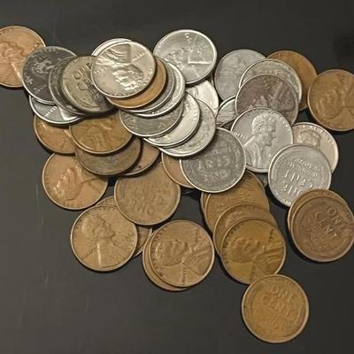 50 Wheat Pennies with 25 Copper and 25 Steel 