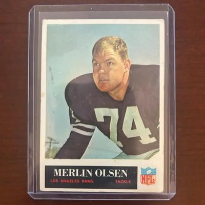 1965 Philadelphia Football Card. Merlin Olsen - Los Angeles Rams. Card Number 94