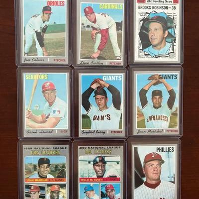 Vintage 1970s Topps Baseball Cards. Jim Palmer, Steve Carlton, Brooks Robinson, and More