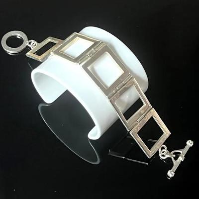 Sterling Silver .925 Square Link Bracelet 
