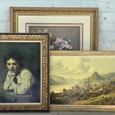 Prints After Rembrandt van Rijn's "Girl at a Window," a Print of an Idyllic German Town and More 