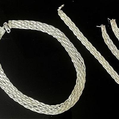 Sterling Silver .925 Braided Three Piece Set