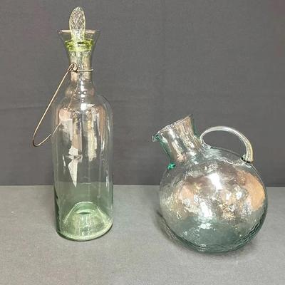 Glass Lantern Bottle With Stopper & Tilted Pitcher 
