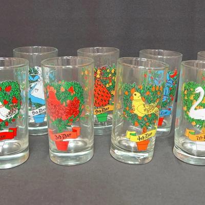 Vintage 12 Days of Christmas Glass Set  