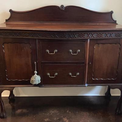 Queen Anne Style Mahogany Sideboard Server