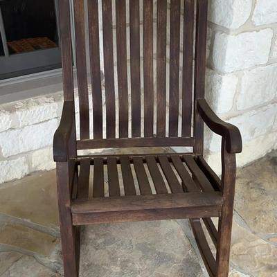 Dark Brown Wooden Porch Rocker - Lot 1