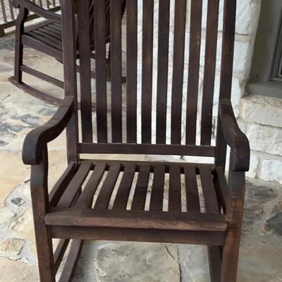 Dark Brown Wooden Porch Rocker - Lot 2