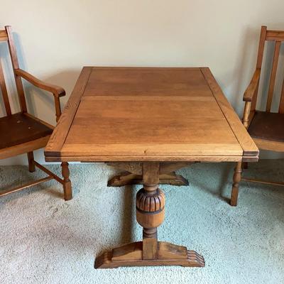 Partners Desk With Two Chairs Vintage
