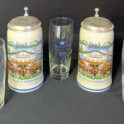Paulaner Beer Glasses And German Steins