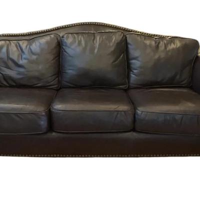 Large Dark Brown/Eggplant Leather Sofa
