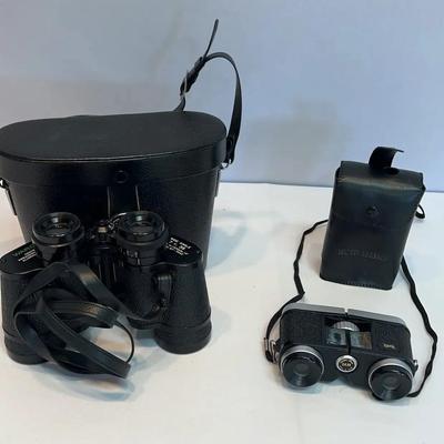 Vintage Wards 7x35 Extra Wide Angle Binoculars & Vintage TRAQ Sports Glasses Binoculars