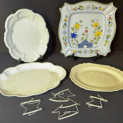 Large Serving Platers And Wire Plate Hangers