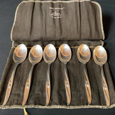 Sterling Silver Rose Ballet Spoons- Set Of Six With Cloth Pouch And Box