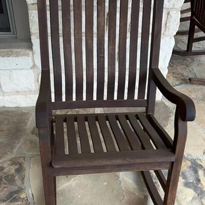 Dark Brown Wooden Porch Rocker - Lot 3