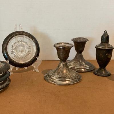 Sterling Silver Weighted Salt/Pepper, Weighted Candleholders, Coasters