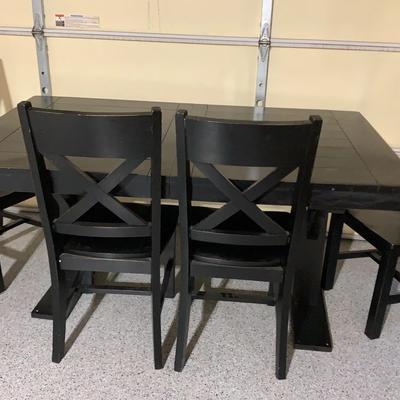 Pottery Barn Black Wooden Table With Four Chairs
