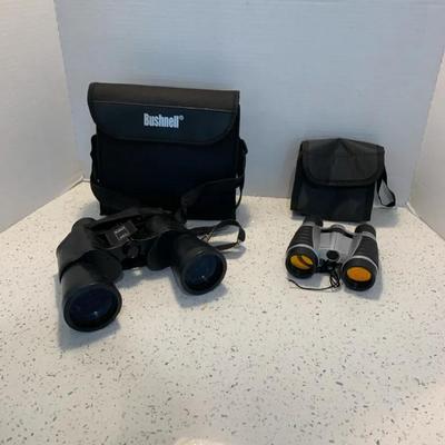 Silver And Black Bushnell Binoculars