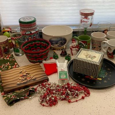 Christmas Decor And Mugs With Thomas Kinkade Bowl