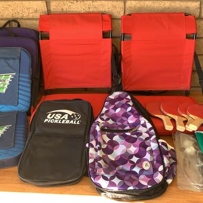 Stadium Chairs, Cushions And Pickleball Bags