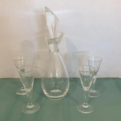 Crystal Decanter And Cordial Glasses