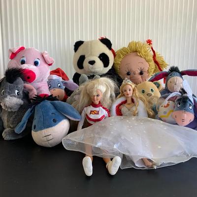 My Neighbor Totaro, Eeyore, Misc Plushies, And Two Barbie Dolls